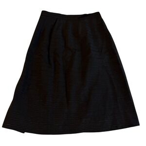 Alouette Paris A-Line Vintage Skirt Women 38 Black Ribbed Textured France Luxury